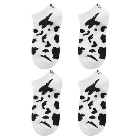

HOMEMAXS 2 Pairs Cartoon Cow Pattern Cotton Socks Low Cut Short Sock for Women Girls