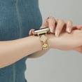 thumbnail image 3 of TECH CIRCLE Four-leaf Clover Bands Compatible with Apple Watch Bands for Women 42mm 44mm 45mm 46mm 49mm, Sparkling Diamond Metal Bands for iWatch Series 10 9 8 7 6 5 4 3 2 1 SE Ultra/Ultra 2,Gold, 3 of 5