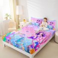 thumbnail image 4 of jejeloiu Cartoon Cute Mermaid Queen Sheet Sets,Watercolor Ocean Coral Bed Set For Girls Kids 4 Pieces, 4 of 7