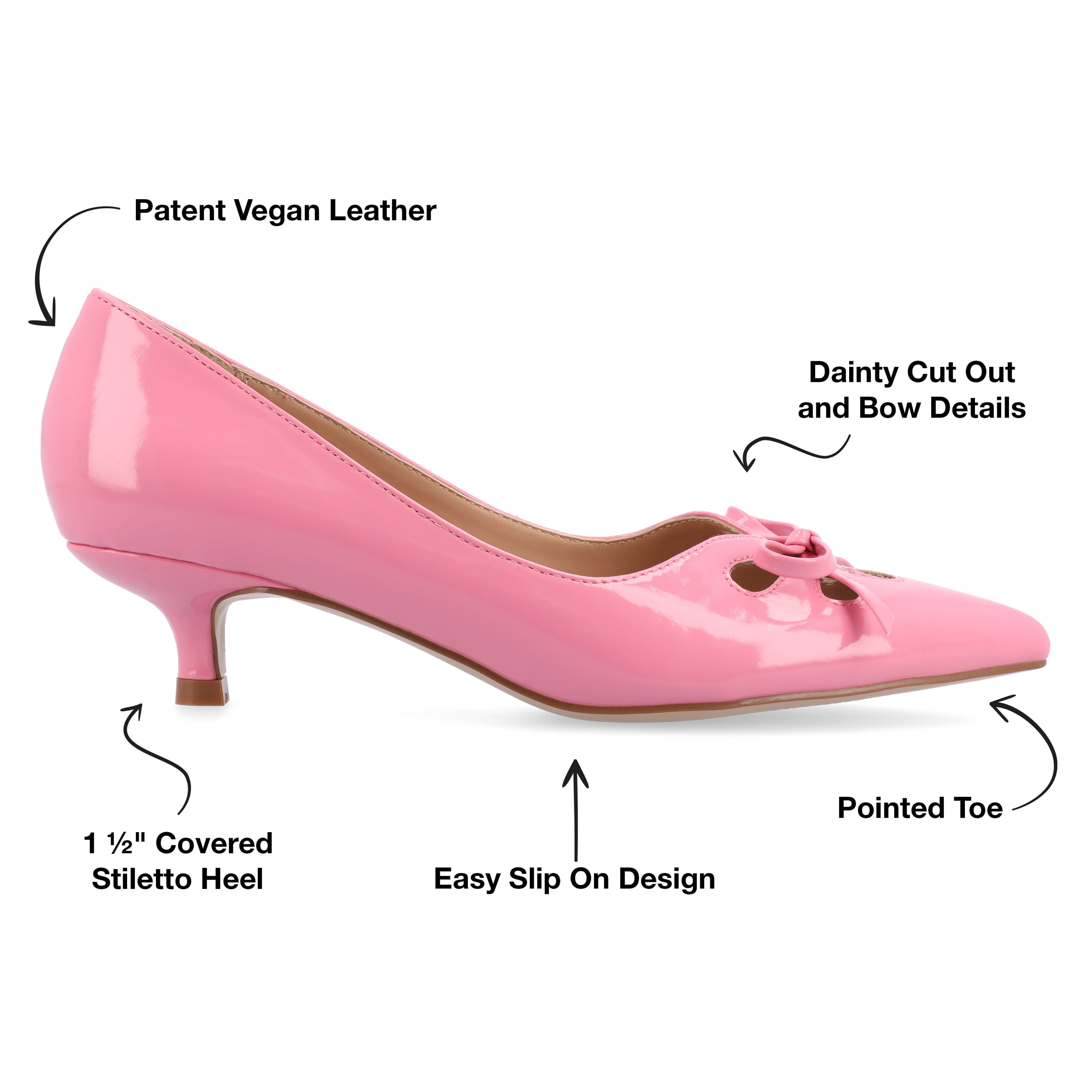 Journee Womens Lutana Pointed Toe Kitten Heel Pumps, Widths Available