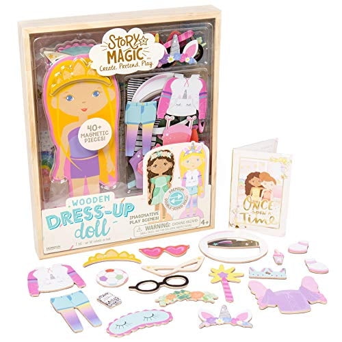 Story Magic Wooden Dress-Up Doll de Horizon Group USA, Dress Up Magnetic Wood Double Sided Story Magic Story Magic