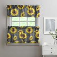 thumbnail image 2 of Kitchen Curtains 24 Inch Short - 3 Panel Set, Boho Sunflower Butterfly Floral Print, Rod Pocket Window Curtain for Rustic Farmhouse, Country Vintage Summer Decor, Easy Wash, 2 of 6