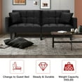 thumbnail image 5 of AVAWING Modern Upholstered Sofa Bed, Convertible Sectional Sofa, Upholstered Futon Faux Leather Couch w/ 2 Pillows, Apartment, Black, 5 of 7