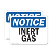 (2 Pack) Inert Gas OSHA Notice Sign 10 Inch X 7 Inch Vinyl Label Decal Sticker Weather Resistant, UV Protected for Workplace, Business, and Construction Site, Made in the USA