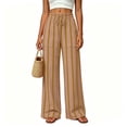 thumbnail image 5 of cocolona Womens Casual Striped Pajama Pants Elastic Waist Straight Wide Leg Travel Lounge Pants with Pockets, 5 of 5