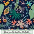 thumbnail image 4 of Tropical Leaves Shower Curtains Navy Blue Backdrop Green Leaf Plants Pink Floral Shower Curtains Bathroom Decor Waterproof Polyester Fabric Sets with 12 Hooks, 72x84 Inch, 4 of 6