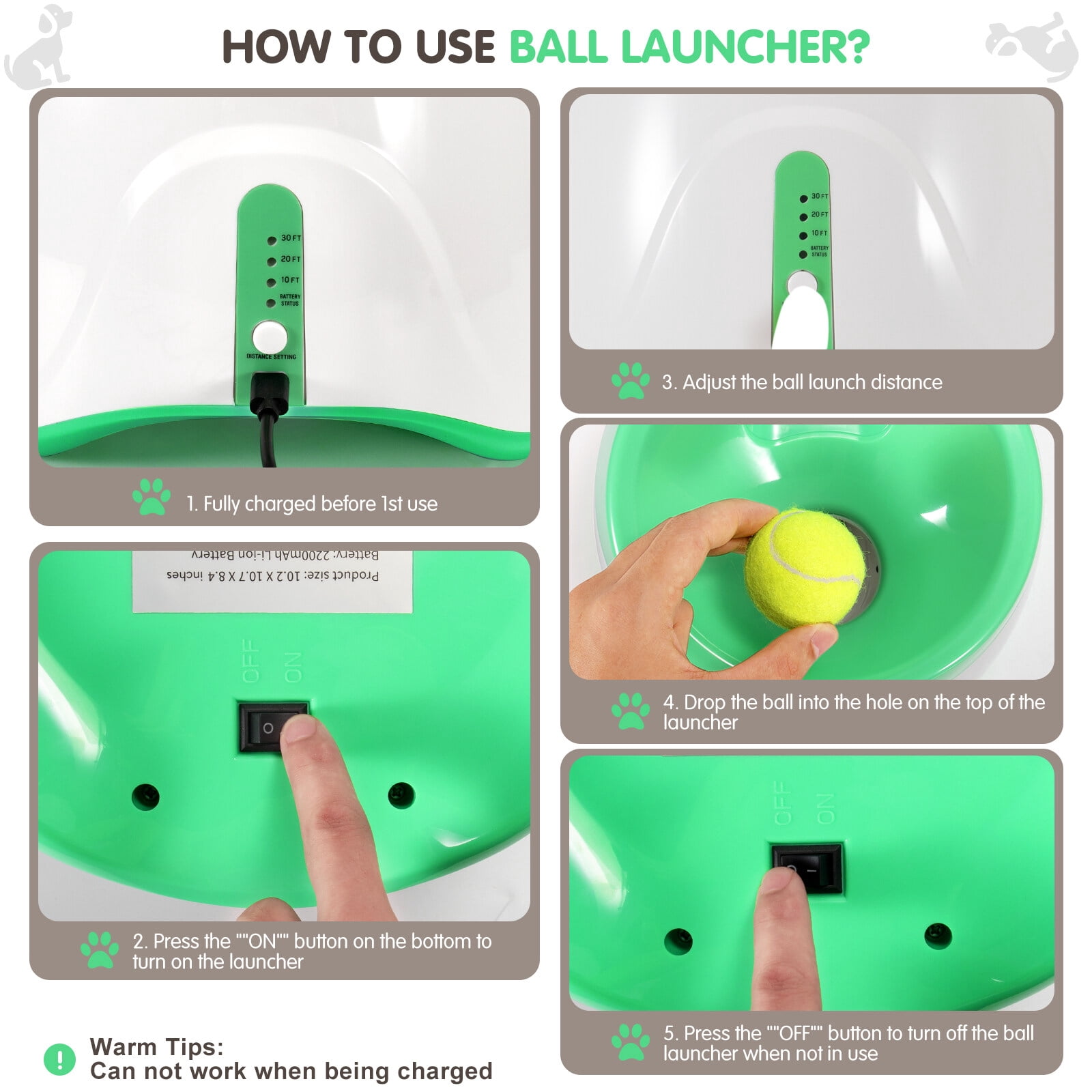Automatic Dog Ball Thrower with 3 Balls Interactive Tennis Ball Launcher for Dogs Pet Ball Throwing Machine for Indoors/Outdoors Playing