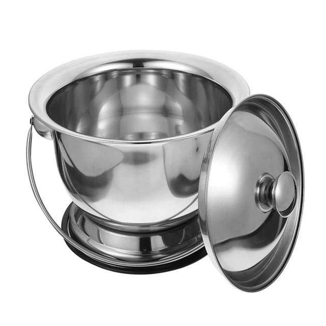 Wweixi Pot de Nuit avec Couvercle en Acier Inoxydable pour Chambre à Coucher Anti-Éclaboussures