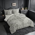 thumbnail image 2 of Erosebridal Gray Victorian Flower 7-Piece Bedding Comforter Set,Gothic Damask Theme King Bedding Sets For Adult,Reversible lightgray, 2 of 7