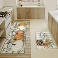 thumbnail image 4 of Fall Thanksgiving Pumpkin Kitchen Rugs Set of 2,Eucalyptus Buffalo Plaid Farmhouse Floor Mats and Rugs Non Skid Washable for Kitchen Home Decor (Orange 17"x47"+17"x30"), 4 of 6