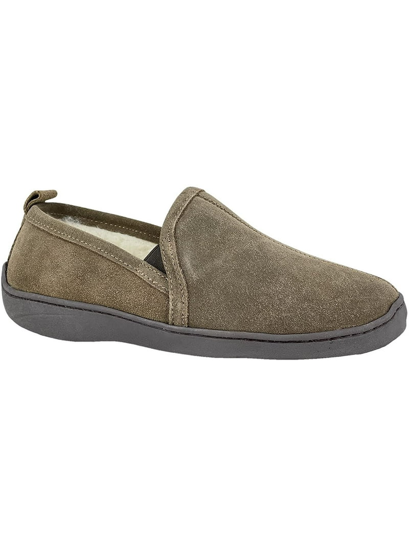 Clarks Mens Suede Leather Gore Slipper SH20680 - Plush Faux Fur Lining - Indoor Outdoor House Slippers For Men 10 M US, Sage - Walmart.com