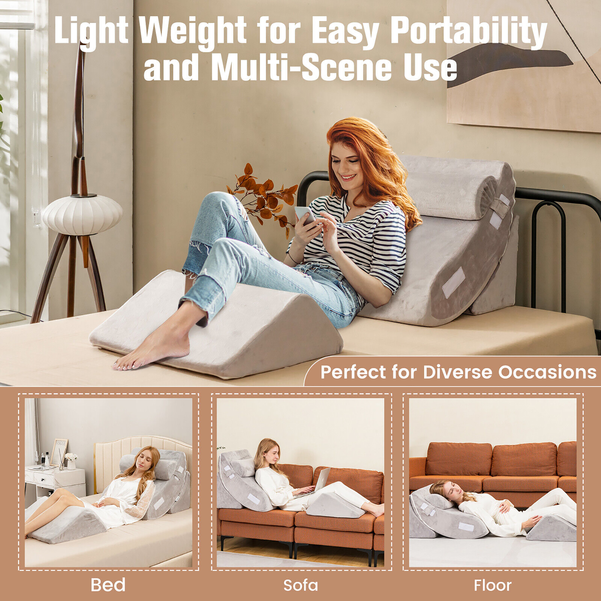 Oreiller Ergonomique En Mousse Mémoire – Coussin De Dossier Pour Lit Et Canapé | Soulage Dos, Cou, épaules | Housse Amovible