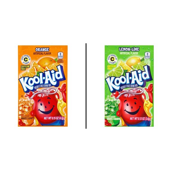 Kool-Aid Orange Unsweetened Drink Mix Each & Kool-Aid Lemon-Lime Unsweetened Drink Mix Each