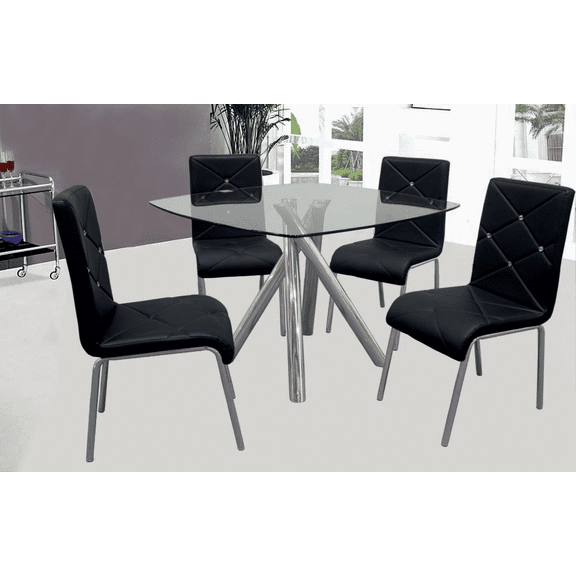 Best Master Furniture Best Master Contemporary 5-Piece Dinette Set With Faux Leather Chair in Black