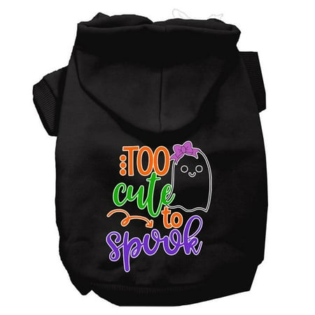 Mirage Pet Too Cute to Spook-Girly Ghost Screen Print Dog Hoodie, Black - Extra Small