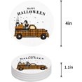 thumbnail image 1 of FMSHPON Happy Halloween Truck with Gnome and Pumpkin Set of 6 Round Coaster for Drinks, Absorbent Ceramic Stone Coasters Cup Mat with Cork Base for Home Kitchen Room Coffee Table Bar Decor, 1 of 6