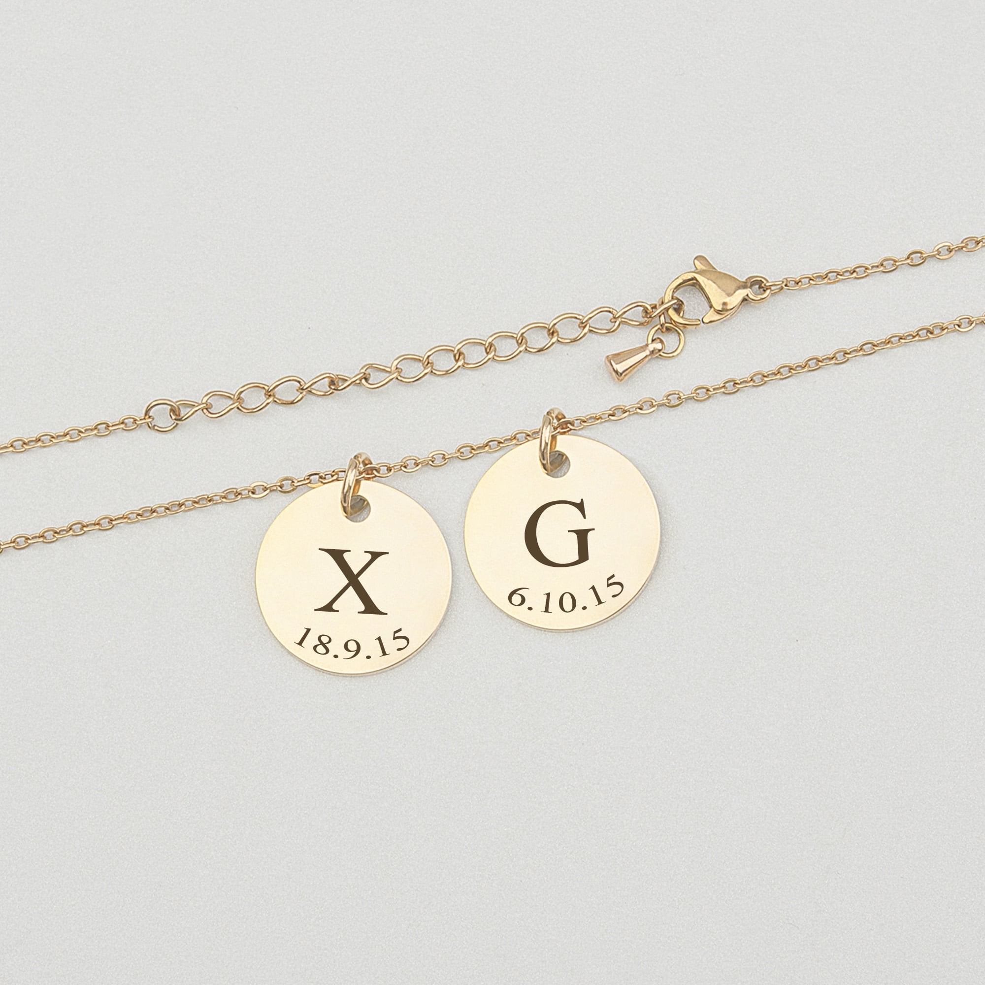 Personalized Gold Initial Date Disc Necklace - Mother's Day Gift for Mom - Engravable Jewelry for Her - Custom Anniversary Pendant - Ships Next Day!