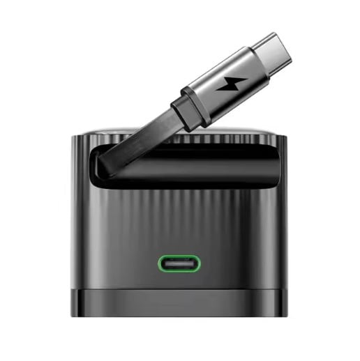 Retractable Charger 45W USB-C Charger GaN Charger, Retractable Phone Charger Wall Plug Dual USB C Charger Block with Retractable USB C Cable Cord, fit iPhone 16 15 iPad Samsung, 1 count Black