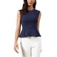 thumbnail image 1 of Chaleco Peplum Inspire Chic para Mujeres, Elegante, Sin Mangas, Cuello Redondo, Con Dobladillo Acampanado, Tops de Oficina en Color Azul Marino, 1 of 6