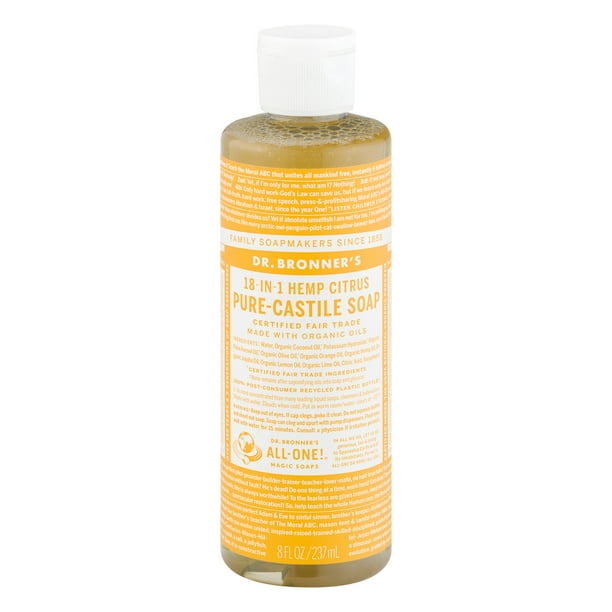 Dr. Bronner's 18In1 Hemp PureCastile Soap Citrus, 8.0 FL OZ