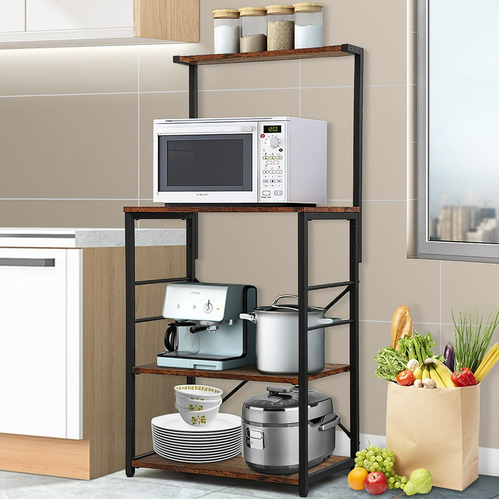 4/5Tier Kitchen Storage Stand Bakers Rack Shelf With 4/6 Storage