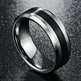 thumbnail image 4 of 8mm Tungsten Rings for Men Black Silver Wedding Band Brushed Finish Size 5-14, 4 of 5