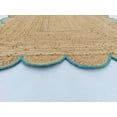 thumbnail image 3 of DecorAvenue Braided Jute Area Rug Farmhouse Scalloped Area Rug, Natural / Teal Blue 4' Ft Round, 3 of 6