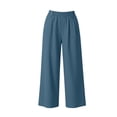 thumbnail image 3 of Guluxicc Womens Casual Cropped Pants Elastic Waist Wide Leg Trousers with Side Pockets Solid Color Sweatpants, 3 of 5