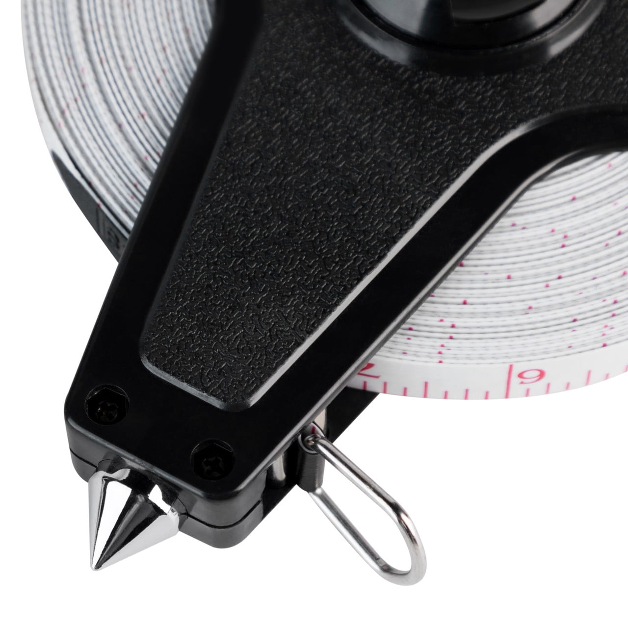 Champion Sports Closed Reel Measure Tape, 100 ft - Sturdy Measuring Tapes with Hand Crank for Track and Field, Long Jump, Landscaping - Durable, Dual-Sided Measuring Reel with Feet and Meters