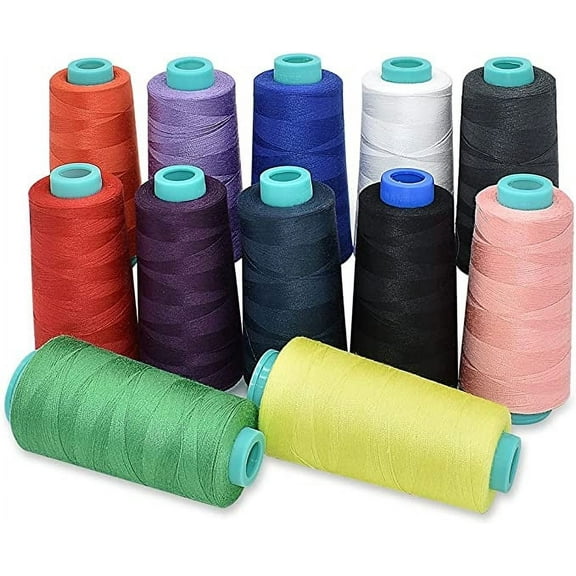 PEACNNG 12 Color Sewing Thread Spools 402 All Purpose Polyester for Quilting Sewing Machine 3600 Yards