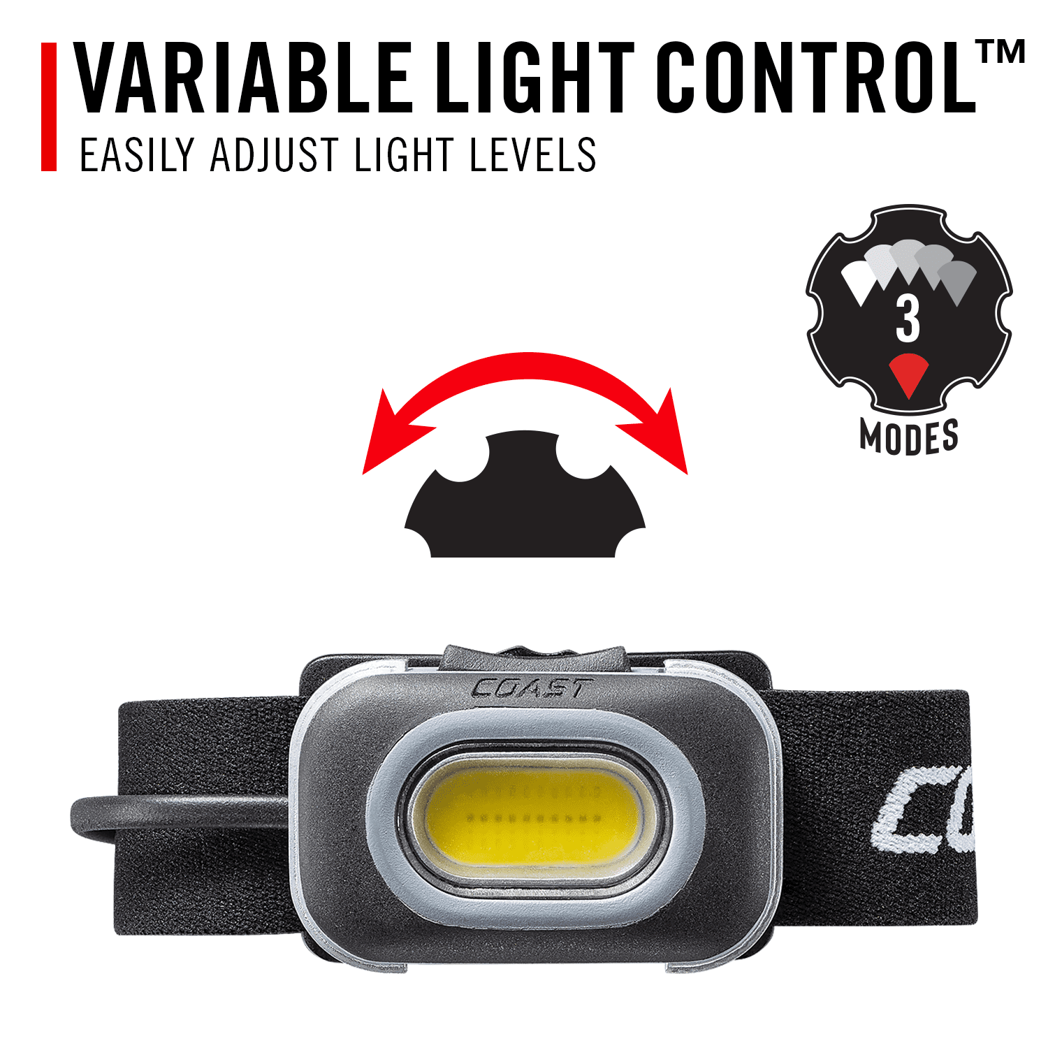 COAST RL12R Rechargeable Headlamp – 750 Lumens, Dual Color Beam, Variable Light Control
