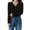 Black, variant on Knit Top V Neck Button Front Long Sleeve Solid Color Causal Loose Fashion Blouse Summer Sweater Ribbed Cardigan Lightweight Tee Shirts Summer Fall for Women, Average Size