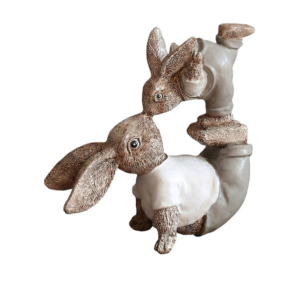 Ornamento Decorativo Del Conejo Del Niño Del Padre de la Simulación de la Resina para las Fiestas Del Día de Pascua Y la Decoración Del Hogar, Material de Resina de Alto Grado