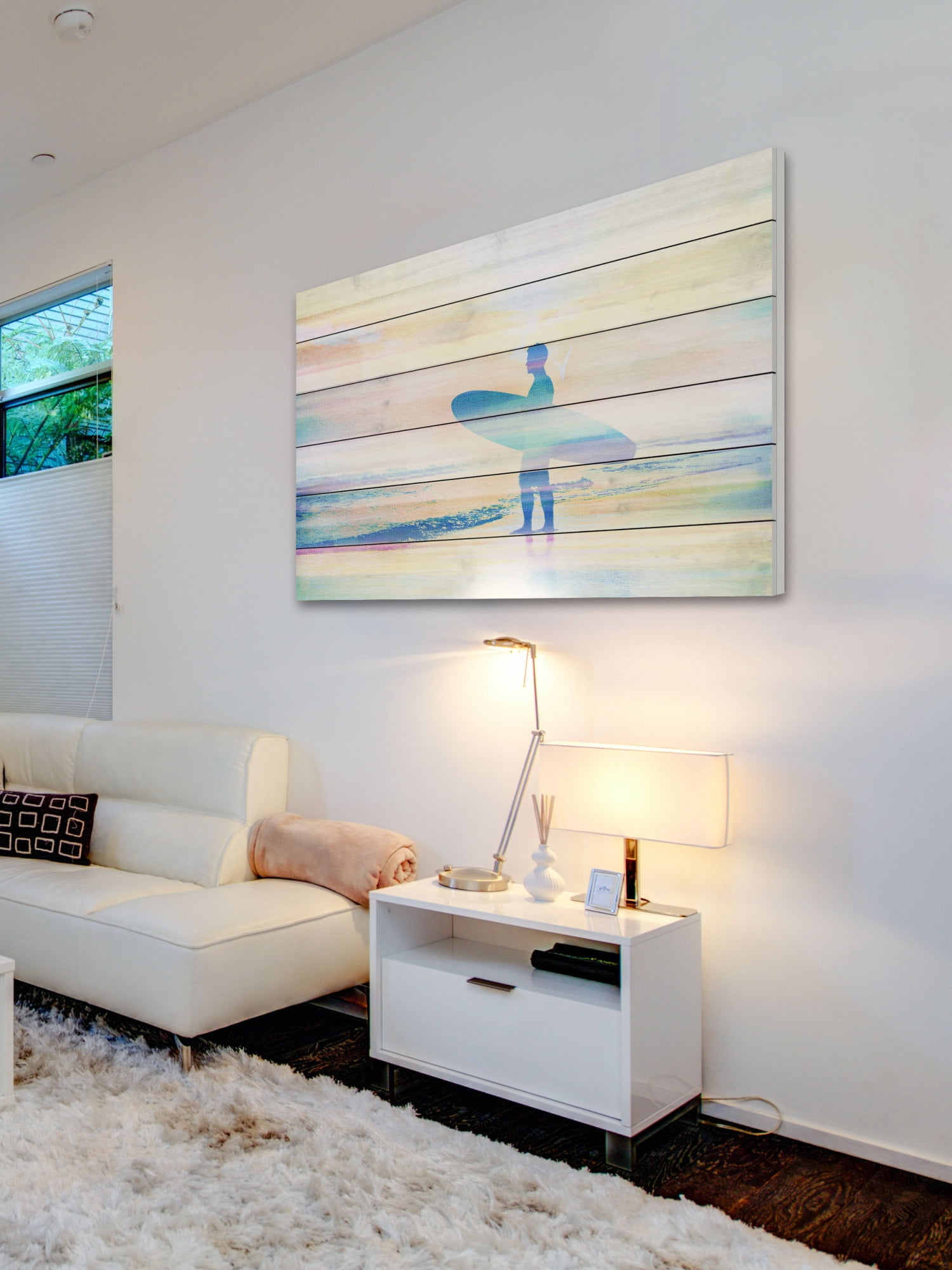 Parvez Taj "Faded Surf" Print on White Wood