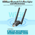 thumbnail image 3 of AX900 USB WiFi6 Adapter 2.4G/5Ghz Bluetooth 5.4 USB Dongle 900Mbps Wireless WLAN Receiver for Win7/10/11(32/64 Bit), 3 of 6