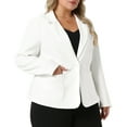 thumbnail image 2 of DARING DIVA Women's Plus Stylish Blazerwith Notch Lapel and Front Pockets White 1X, 2 of 6