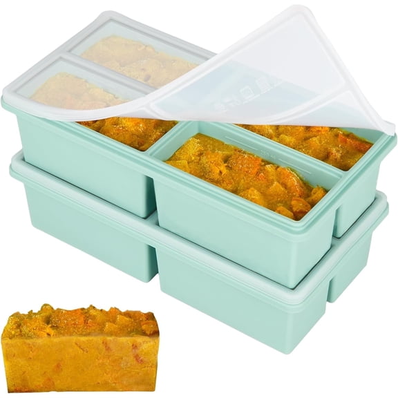 Daletu Silicone 1/2 Cup 4-Cavity Flexible Ice Cube Molds 2 Count