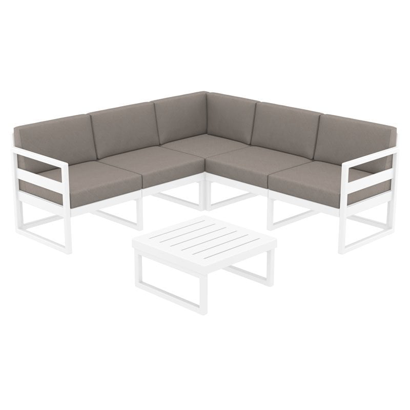 Mykonos Corner Sectional Lounge Set In, 5 Seater Garden Corner Sofa Set Grey And Light Wood Mykonos
