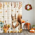 thumbnail image 2 of Fall Squirrel Shower Curtains for Bathroom, Pumpkin Sunflower Leaf Beige Plaid Thanksgiving Waterproof Fabric Shower Curtain for Bathroom Bathtub Decoration, Machine Washable, 36"x72", 2 of 9