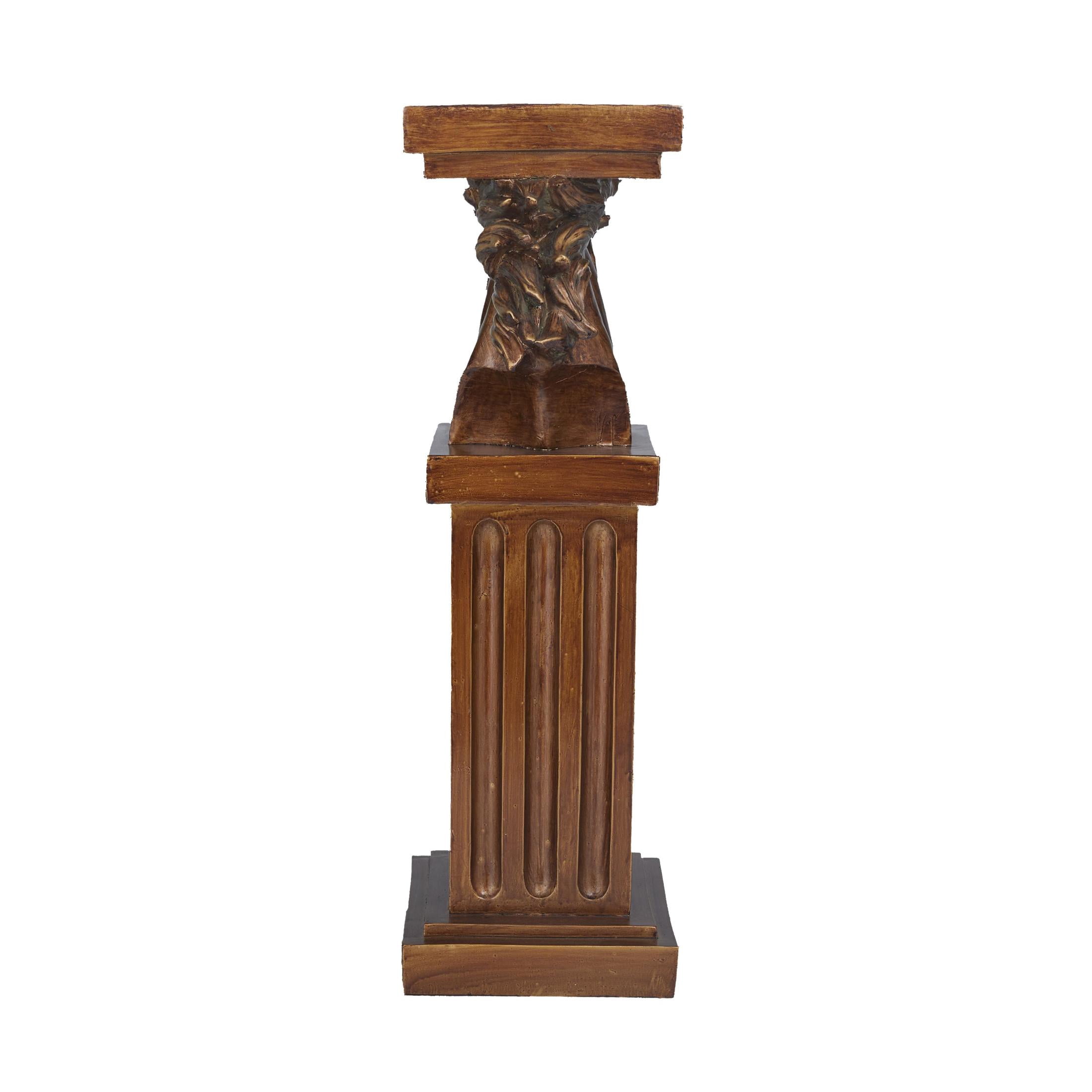 DecMode 8" x 25" Brown Polystone Horse Pedestal Table, 1-Piece