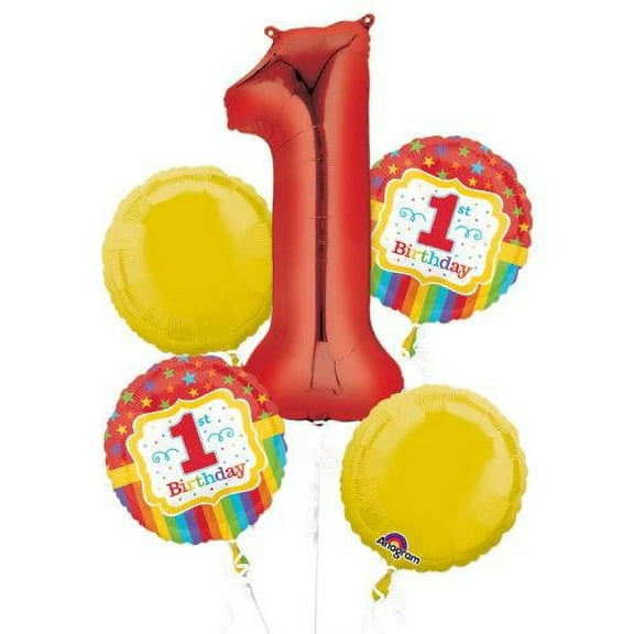 LOONBALLOON Birthday Childeren Balloons, RAINBOW 1ST BIRTHDAY BOUQUET
