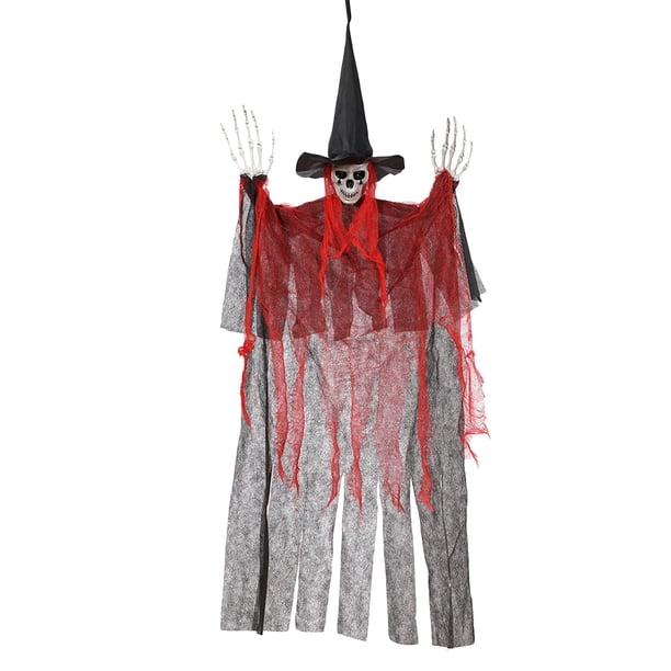 Halloween, Halloween, Parca, Rojos, Brazos Articulados, Decorativo Interiores y Exteriores, Halloween En Jardine, 120 Cm
