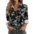 thumbnail image 2 of miqiqism Tshirts for Women Boho Long Sleeve Button Shirts Lady Trendy Classic T-Shirts Floral Graphic Blouses Clothing Lightweight Tees,01_Black,XX-Large, 2 of 4
