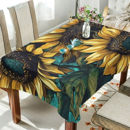 

WOBOGO Sunflower Graffiti Art Square Tablecloth 60×108in Polyester Fabric Tablecloth Washable Dust Resistant Wrinkle Resistant
