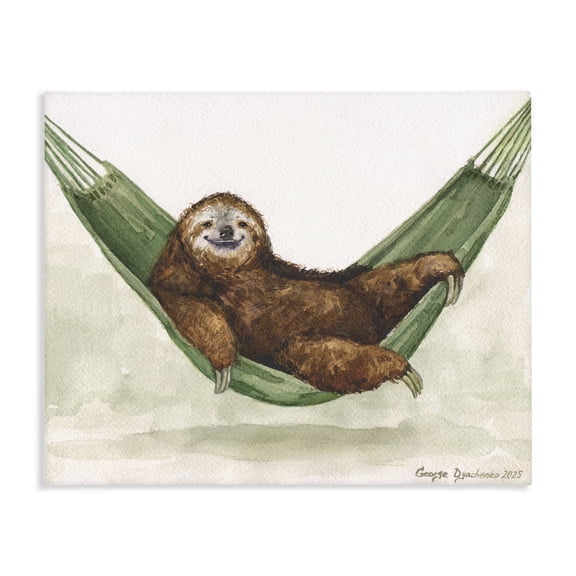 Stupell Industries Eclectic Sloth On The Hammock Canvas Art, 20 x 16, by George Dyachenko