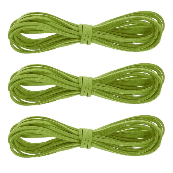 3Pack Faux Suede Leather String, 4.4 Yards 3mm Flat Suede Cord, Green
