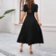 thumbnail image 4 of Vestido largo de manga corta para mujer: vestido de invitada de boda con cuello en V y mangas abullonadas, vestido de noche formal de cintura alta, tallas S-XL, 4 of 7