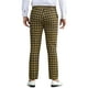 thumbnail image 3 of Pantalones de hombre INSPIRE CHIC de cuadros, corte regular, frente plano, elásticos, a rayas, talla 38, negro y amarillo, 3 of 5