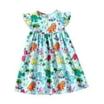 thumbnail image 2 of Yunliwuli Baby Girl Summer Dress Casual Fly Sleeve Round Neck Dinosaur Print Dress Toddler A-Line Dress, 2 of 10