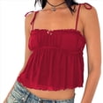 thumbnail image 3 of Blusa de Verano Sin Mangas con Hombros Descubiertos y Peplum para Mujer Rojo S, 3 of 7